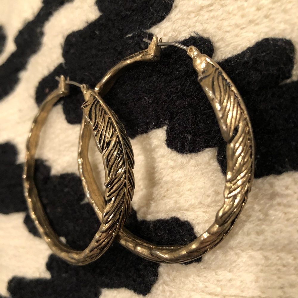 Feather Hoop Earrings